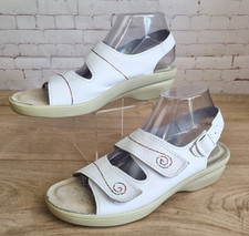 Pavers Strappy Sandals Women's Size 7 White Leather Hook & Loop Comfort