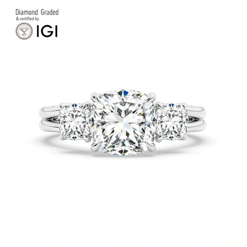 Cushion diamond trilogy ring - trilogy,