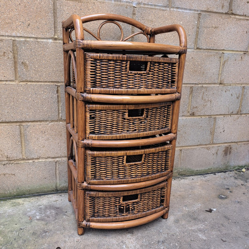 Brown wicker bamboo basket - bamboo,