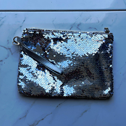 Silver sequin zip around - silver, zip-around
