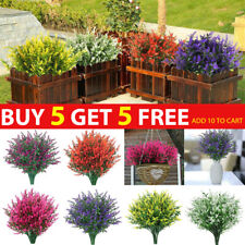 Artificial Flowers Plastic Fake Plants UV Resistant Home In/Outdoor Garden Decor