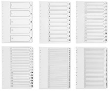 Q-Connect A4 File Dividers Plastic Numbered White Tabs Subject Filing