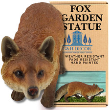 Realistic Fox Garden Decoration Animal Ornament Hand Painted Weather Resistant