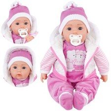 20” Baby Doll Girl Soft Bodied Toy with Sounds & Dummy BiBi Doll White Coat Dots