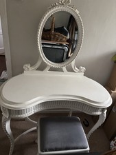 French Style White Dressing Table With Stool shabby chic