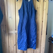 Ladies Next Size 10 Linen Dress Lined With Flower Detail New