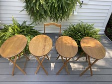 VTG 4 OAK WOOD OVAL FOLDING TV