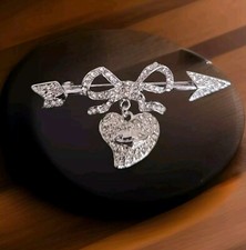 Heart bow arrow brooch - bow,