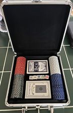 POKER Set With Case - 100 Chips, 5 Dice, 2 Playing Card Packs + Poker Mat