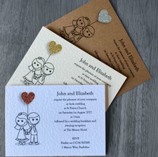 10 Wedding Invitations Evening Invites Personalised & Handmade with Envelopes 