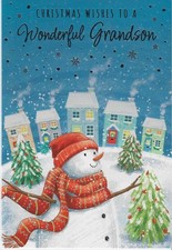 TO A WONDERFUL GRANDSON CHRISTMAS CARD WITH SILVER FOIL DETAIL