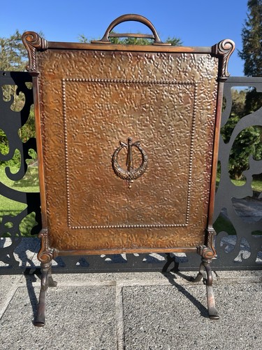 Antique copper fire screen - antique,