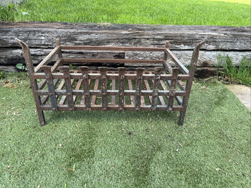 Large antique iron fire - , basket