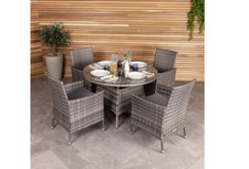 4 Piece Rattan Dining Set Grey - grade B return RRP £439.99