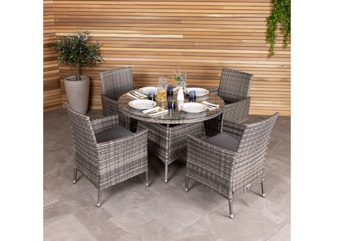 Piece rattan dining set grey - rattan,