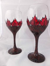 Dragon Fire Wine Glass Goth Metal Halloween Gift Angel Vampire Darkwave Pagan