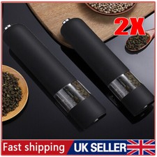 2pcs Electric Salt and Pepper Mill Grinder Adjustable Mill Shaker Light Up LED