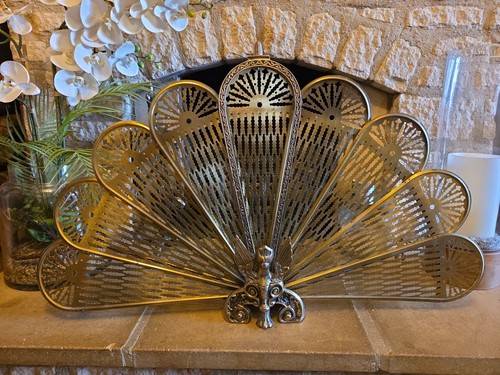 Antique brass peacock - brass,