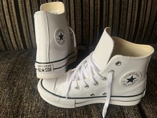 CONVERSE All Star Chuck Taylor White Leather High Tops. UK 2. New/Other