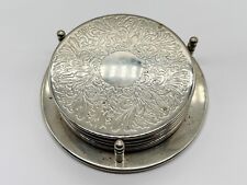 VINTAGE SILVER PLATE SET OF 6 OLD STACKER TABLE DRINKS GLASS COASTERS CUPS