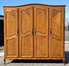 Louis XV Style Vintage Armoire Wardrobe French Carved 4-Door Oak DISMANTLES