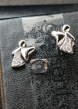 Sterling Silver Beautiful Tiny Guardian Angel Stud CZ Earrings FE-013, Christmas