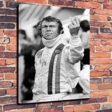 Steve McQueen Two Fingers Up Printed Canvas Picture Multiple Sizes 30mm Deep