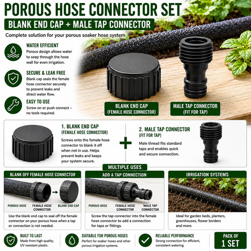 Porous hose end cap - porous,