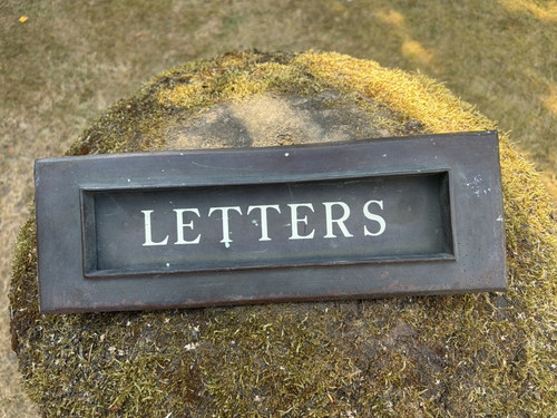 Antique brass letter box white - letter,