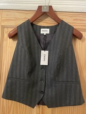 Nicole Farhi Waistcoat Grey Glitter Pinstripe Size 14 New