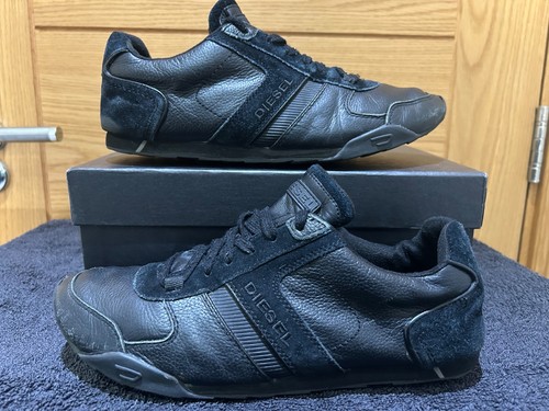 Diesel black leather trainers - ,