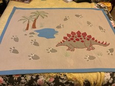 Laura Ashley Kids Child’s Dinosaur Rug Beige Oatmeal Multi 46”x34” Stegosaurus