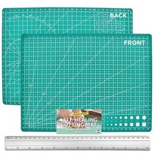 A4 Cutting Mat Self Healing Non Slip Printed Grid Lines Craft + 30cm Metal Ruler