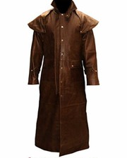 Mens RIDING COAT Brown Leather