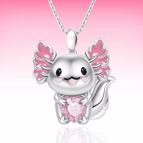 New white axolotl pendant - new,