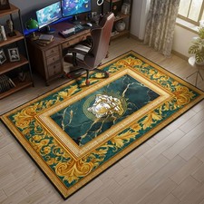 Green Versace Rug, Gold Greek