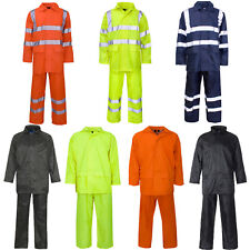 UNISEX MENS LADIES WOMENS HOODED PUDDLE RAINSUIT WATERPROOF PVC WORK RAIN WEAR