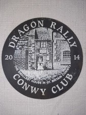 2014 DRAGON RALLY SLATE COASTER ENGRAVED WELSH ALE BEVERAGE DRINK MAT badge