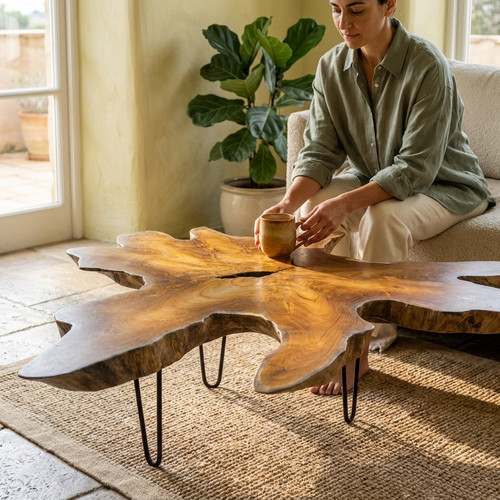 Coffee table teak root - table,