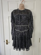 Maje Remix Sequin Dress Size 36 UK 8 Lined Zide Zip Long Sleeves Sparkle Party