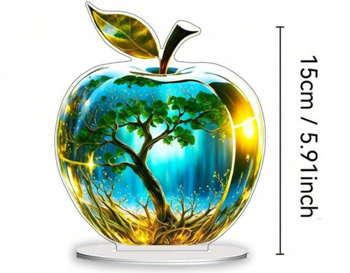 Crystal apple figurine glass - figurine,