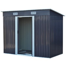 4 x 6ft , 4 x 8ft Outdoor Garden Storage Shed Pent Roof with Double Sliding Door