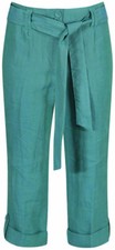 Principles Bluey Green Smart Belted Linen Cropped Trousers RRP: £35. Sizes 10-16