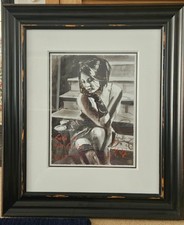 Fabian Perez Hand Signed Ltd Edition Print "Saba on the Stairs" with Label verso