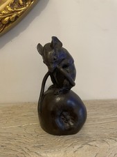 Cold Cast Bronze Figurine / Sculpture Of Mouse On Apple Made In England