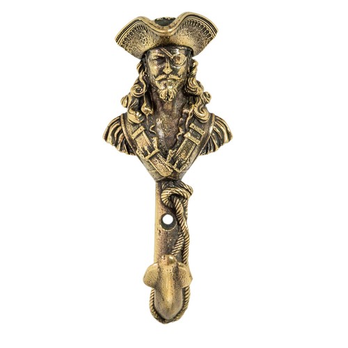 Pirate wall hook - pirate, brass