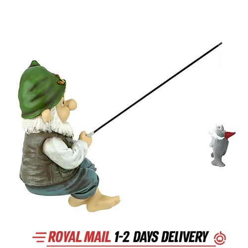 Garden gnome fishing statue - gnome,
