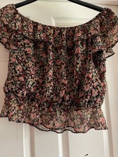 Ladies Tesco F&F Crop Top And Skirt Set Uk 16 Floral Print Multicoloured Used