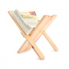 Wooden Foldable Magazine / Newspaper Rack Organiser Unpainted Natural Wood