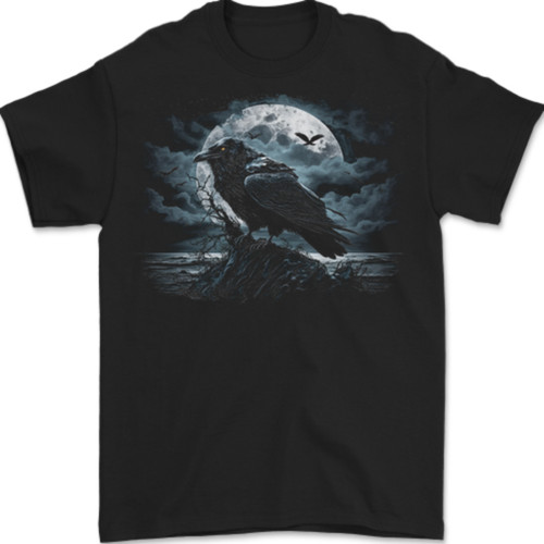 Raven ocean full moon crow - raven,